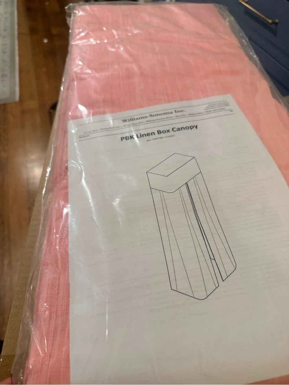 Pottery Barn Kids Pink Linen Box Bed Canopy NWT 42” x 96”